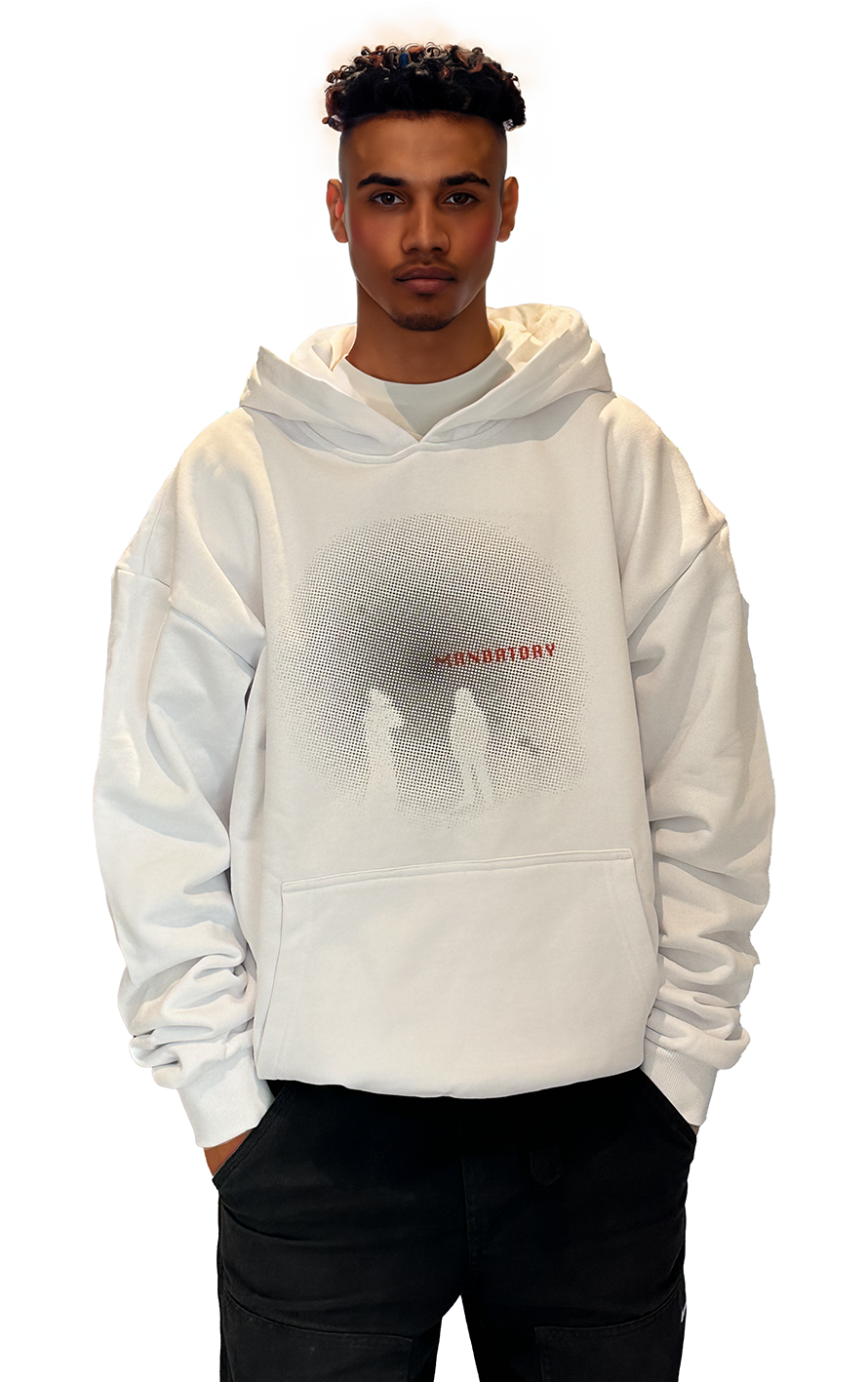 lens shadow _ white heavy hoodie